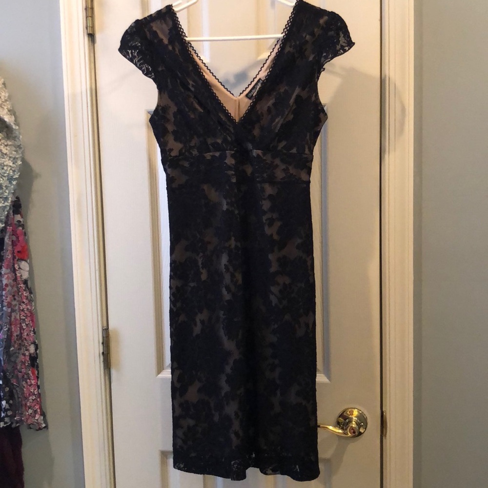 Black lace overlay dress - small